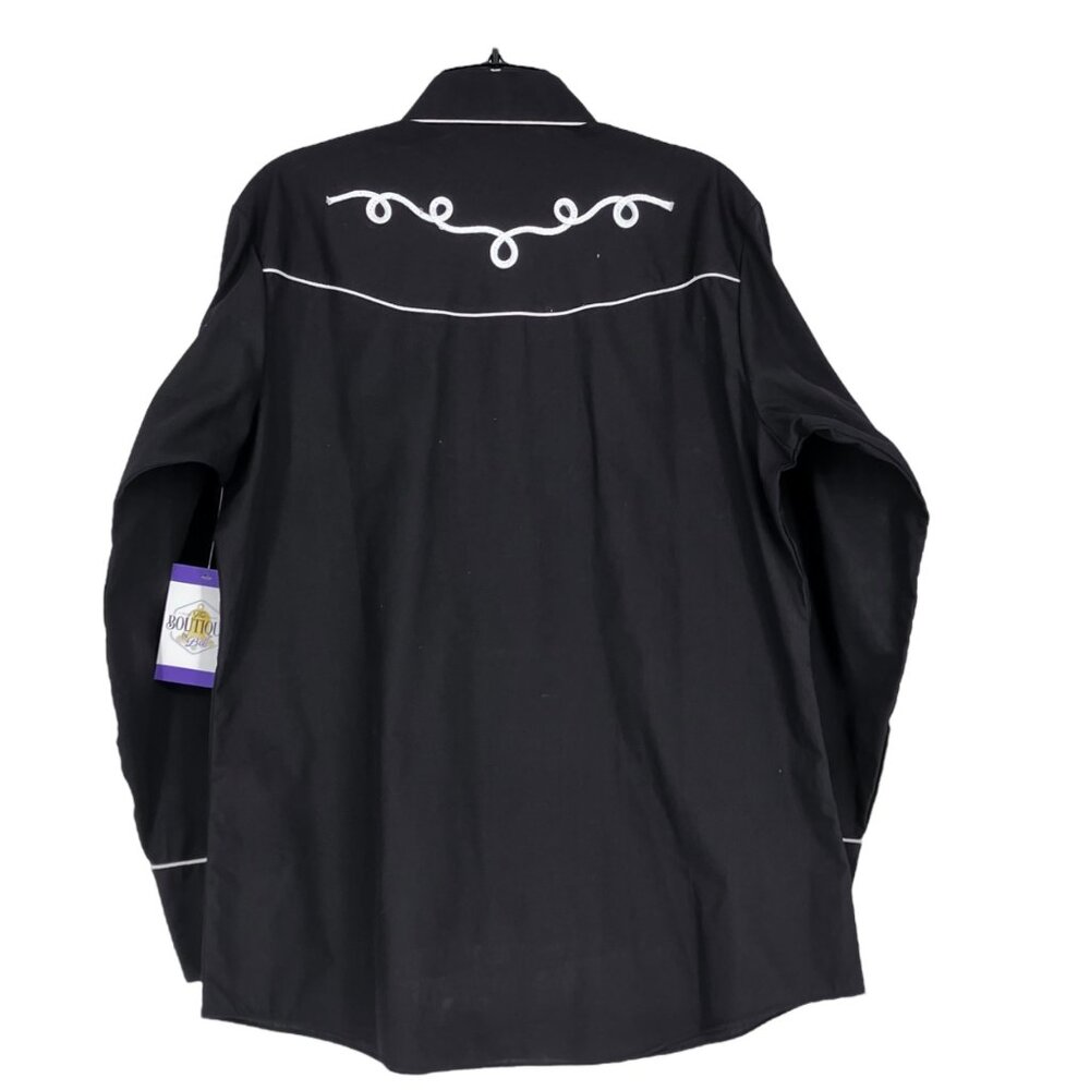 Ely Cattleman For Her Pearl Snap Shirt L Black Western Rodeo Cowgirl Rockabilly - Picture 2 of 16